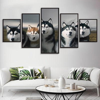 Five Huskies 5 Pack Diamond Painting