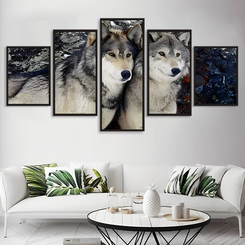 Two Gray Wolves 5 Pack 5D DIY Diamond Painting Kits