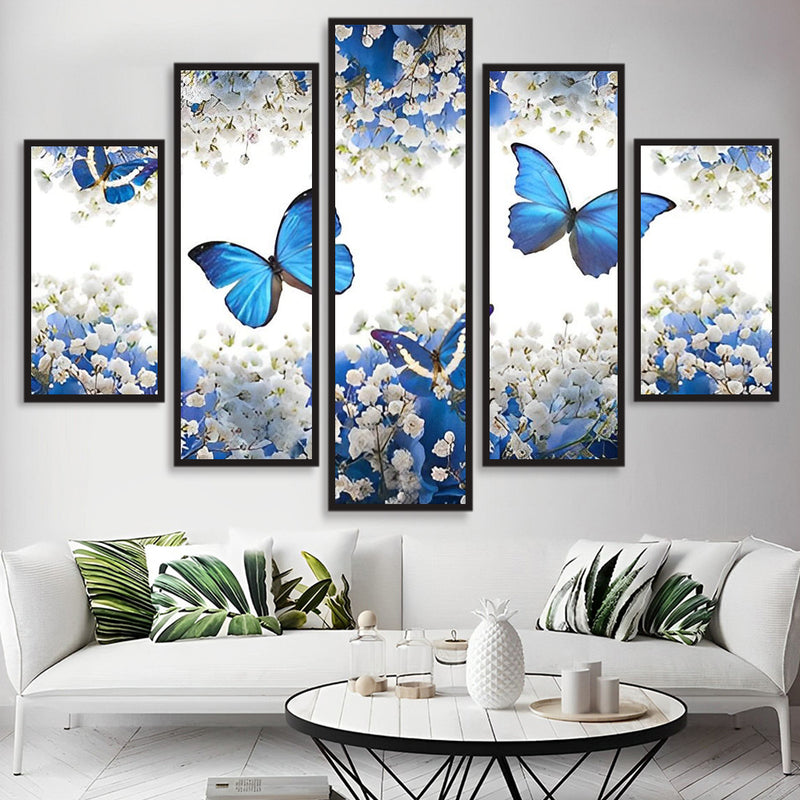 Blue Butterflies and Flowers 5 Pack Diamond Painting