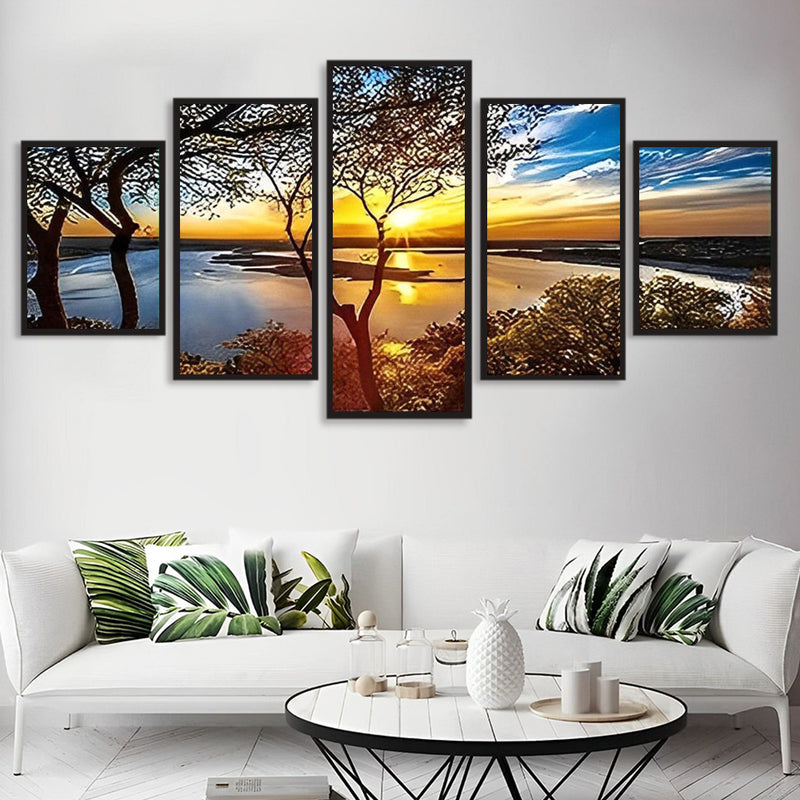 Lake and the Setting Sun 5 Pack 5D DIY Diamond Painting Kits