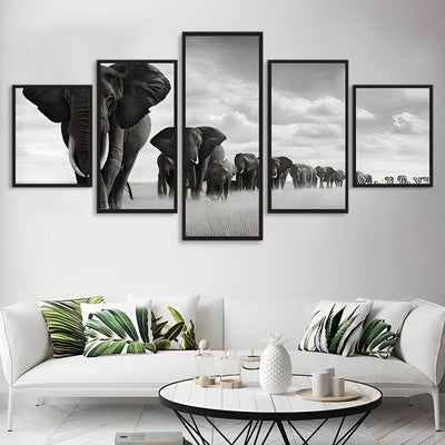 Herds of White and Black Elephants5 Pack Diamond Painting