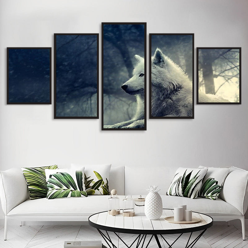White Wolf in the Forest 5 Pack 5D DIY Diamond Painting Kits
