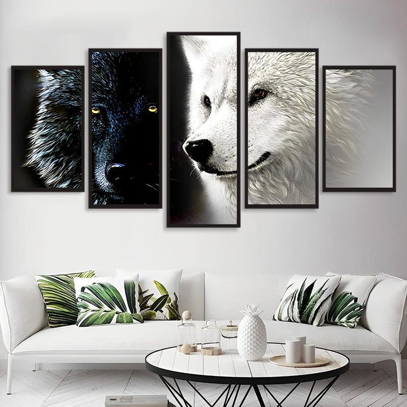 White Wolf and Black Wolf 5 Pack 5D DIY Diamond Painting Kits
