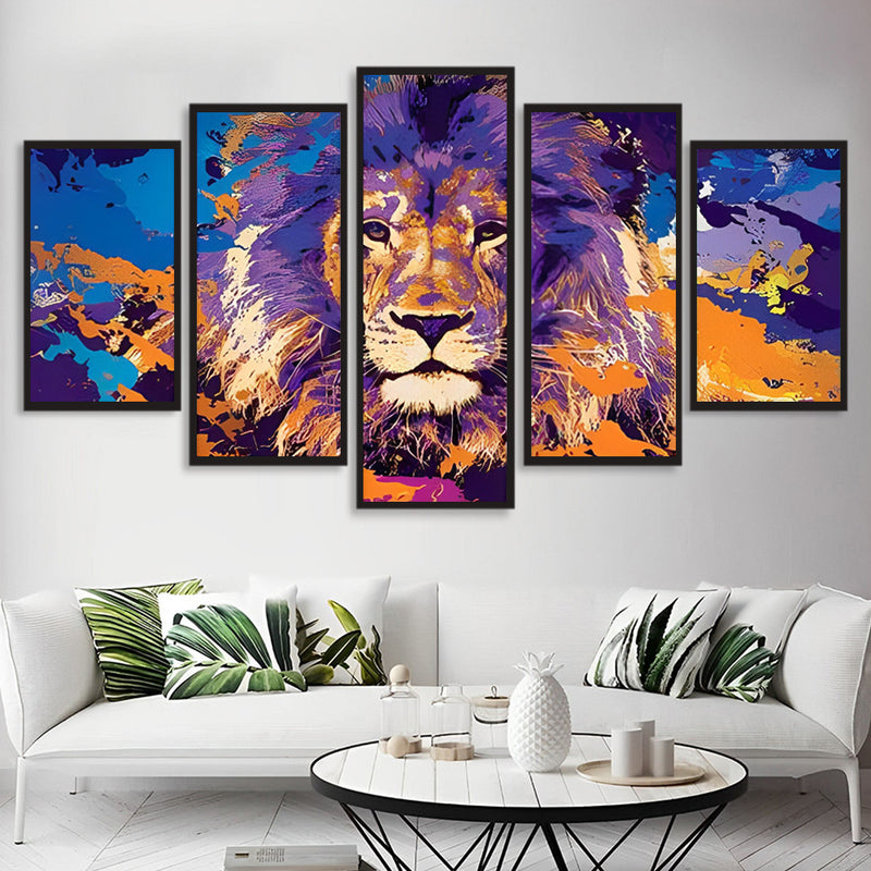 Purple & Orange Lion 5 Pack 5D DIY Diamond Painting Kits