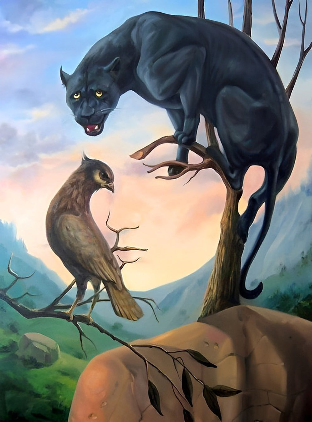 Black Panther and Woman Diamond Painting