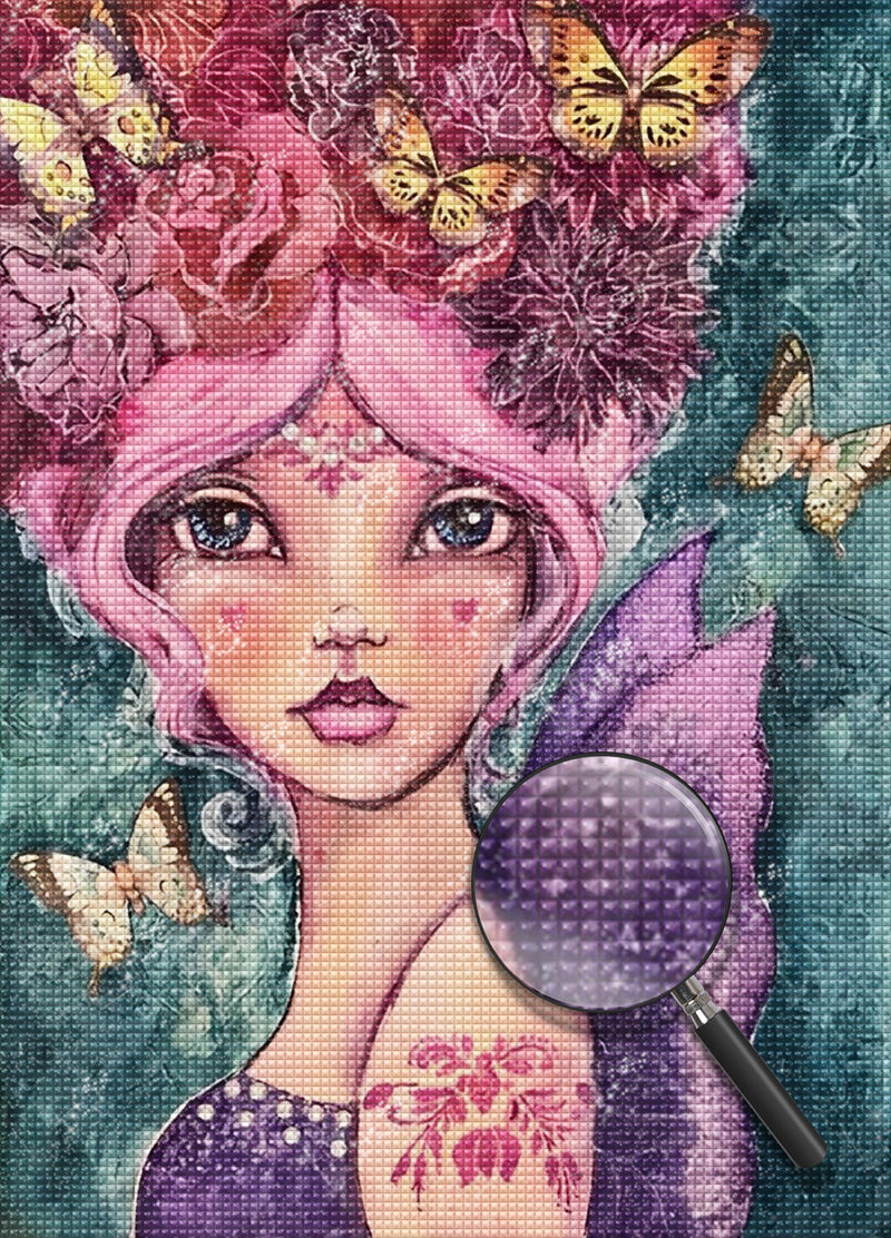 The Elf with Pink Hair Diamond Painting