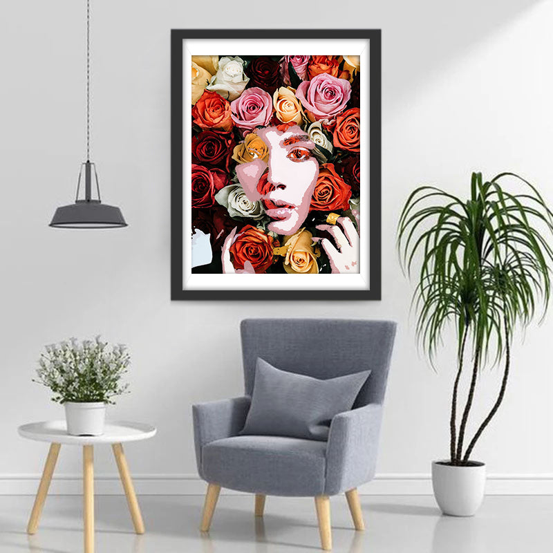Beauty with Roses Diamond Painting