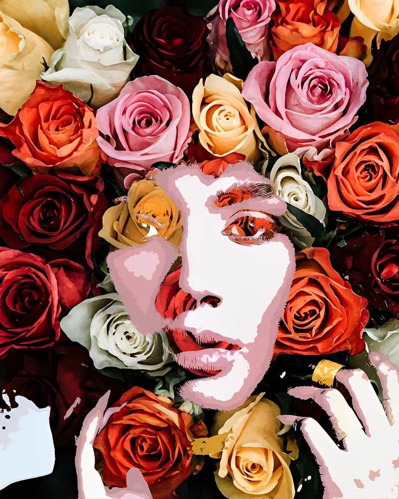 Beauty with Roses Diamond Painting
