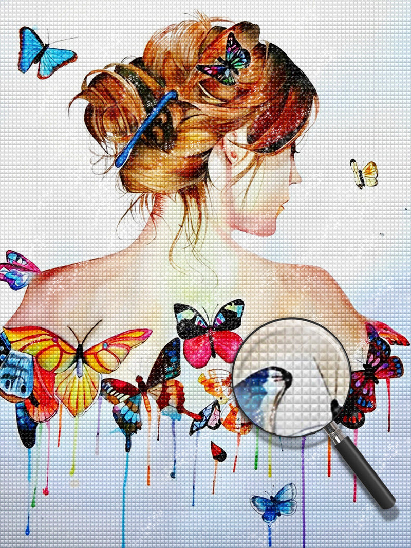 Feminine Silhouette and Butterflies 5D DIY Diamond Painting Kits