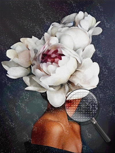 Big White Flower and a Girl 5D DIY Diamond Painting Kits