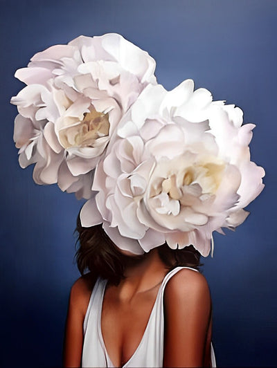 Woman and White Flowers 5D DIY Diamond Painting Kits