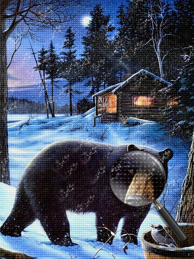 Black Bear and Cabin 5D DIY Diamond Painting Kits
