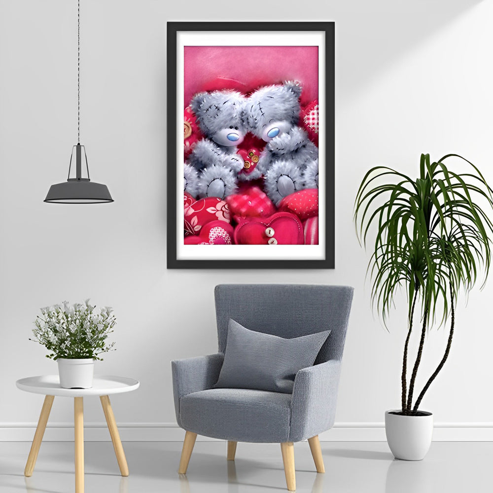 Bear Dolls and Hearts Diamond Painting