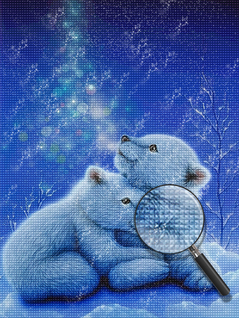 Two Baby Polar Bears Cuddled Up Diamond Painting