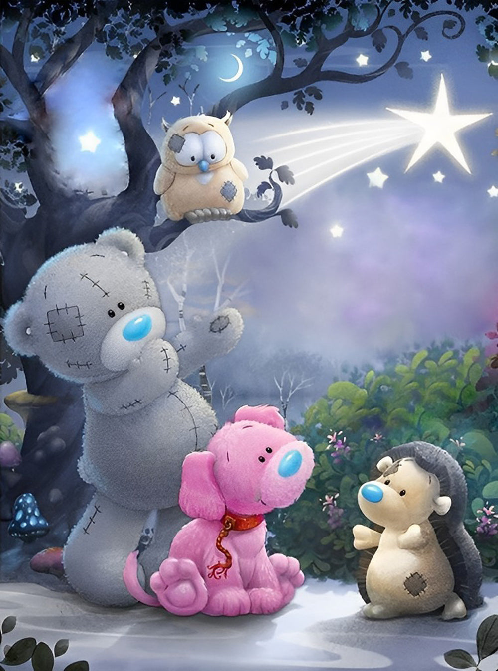 Bear Doll and His Friends in the Forest Diamond Painting
