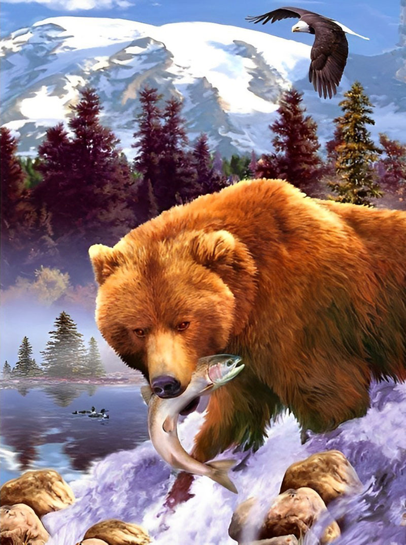Brown Bear Hunting 5D DIY Diamond Painting Kits