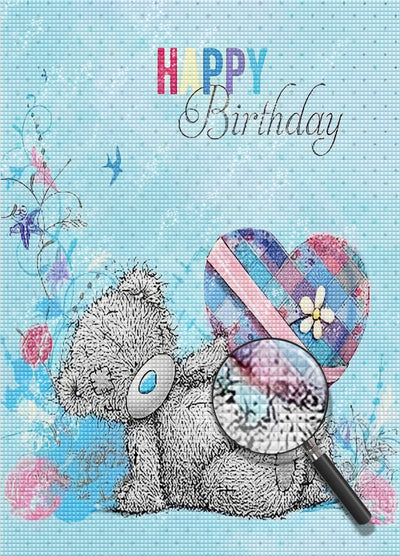 Gray Bear Happy Birthday 5D DIY Diamond Painting Kits