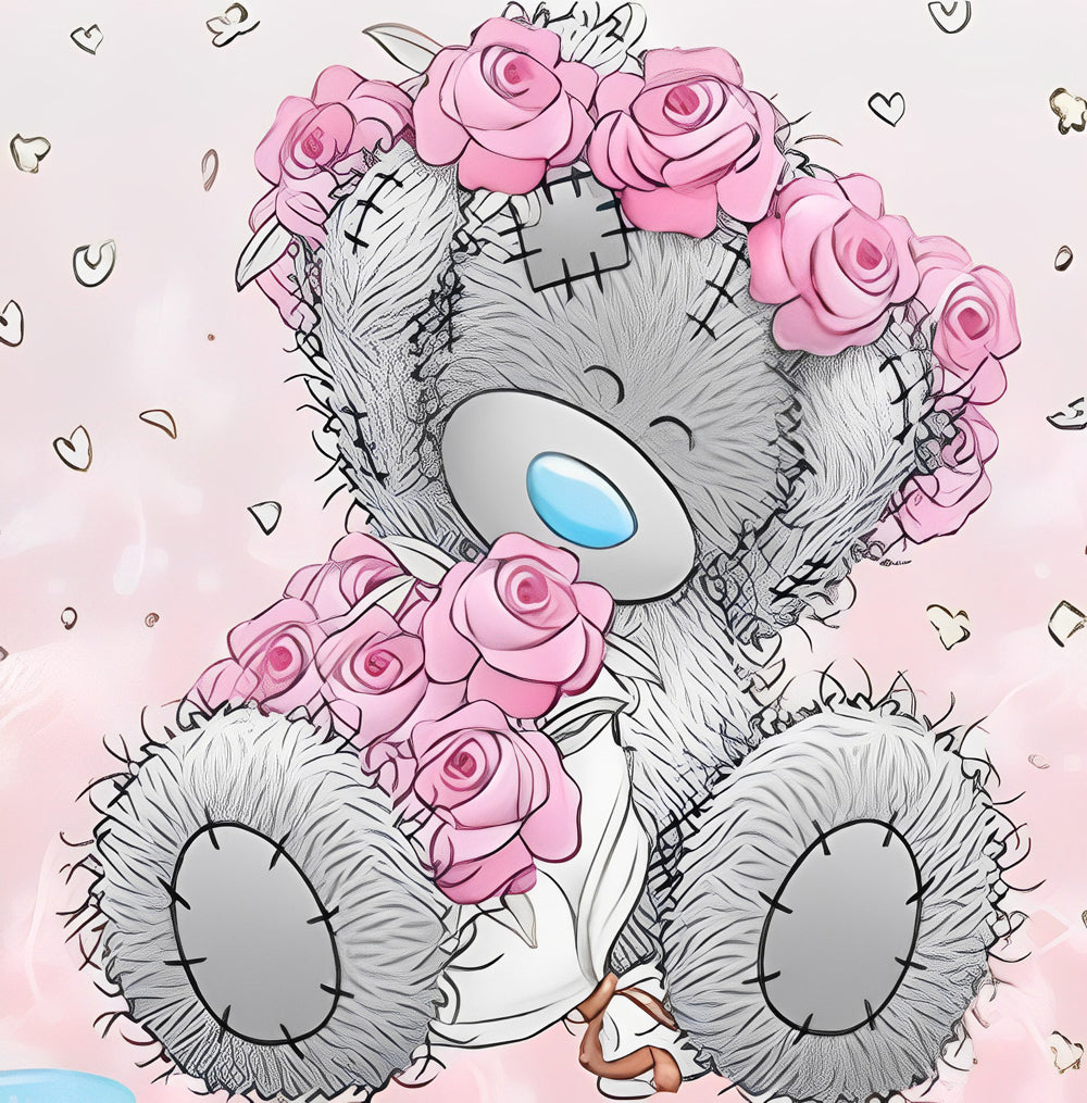Bear Doll and the Roses Diamond Painting