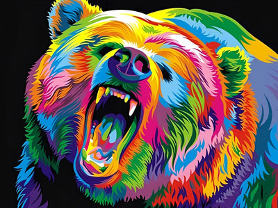 Screaming Colorful Bear 5D DIY Diamond Painting Kits