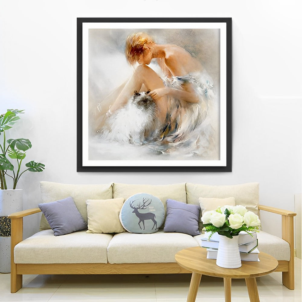 Beauty and the Cat Diamond Painting