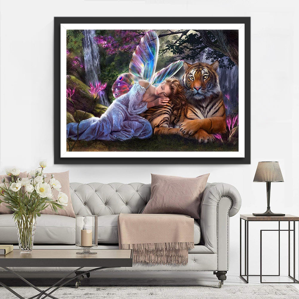 Bengal Tiger and Belle Fairy Diamond Painting