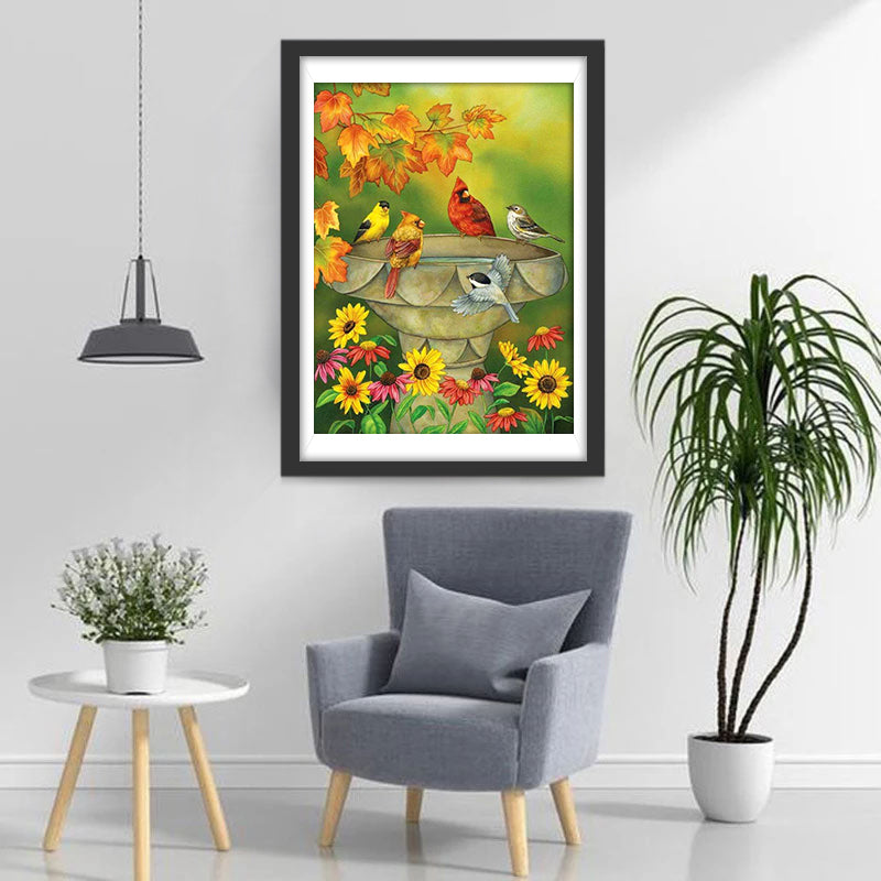 Birds and Fountain Diamond Painting