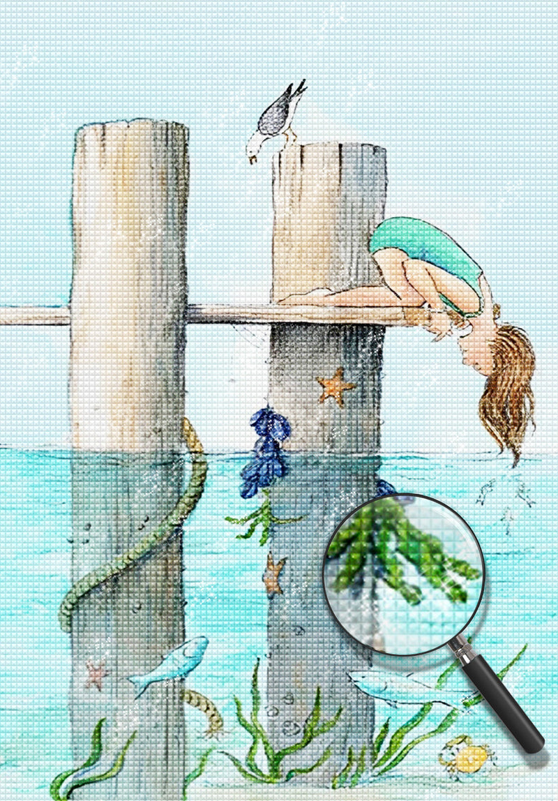 Bird and the Girl by the Sea 5D DIY Diamond Painting Kits