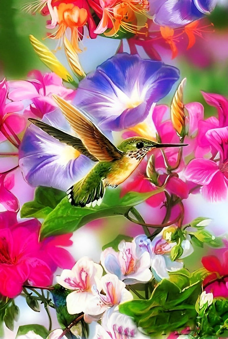 Hummingbird and Bindweed Diamond Painting