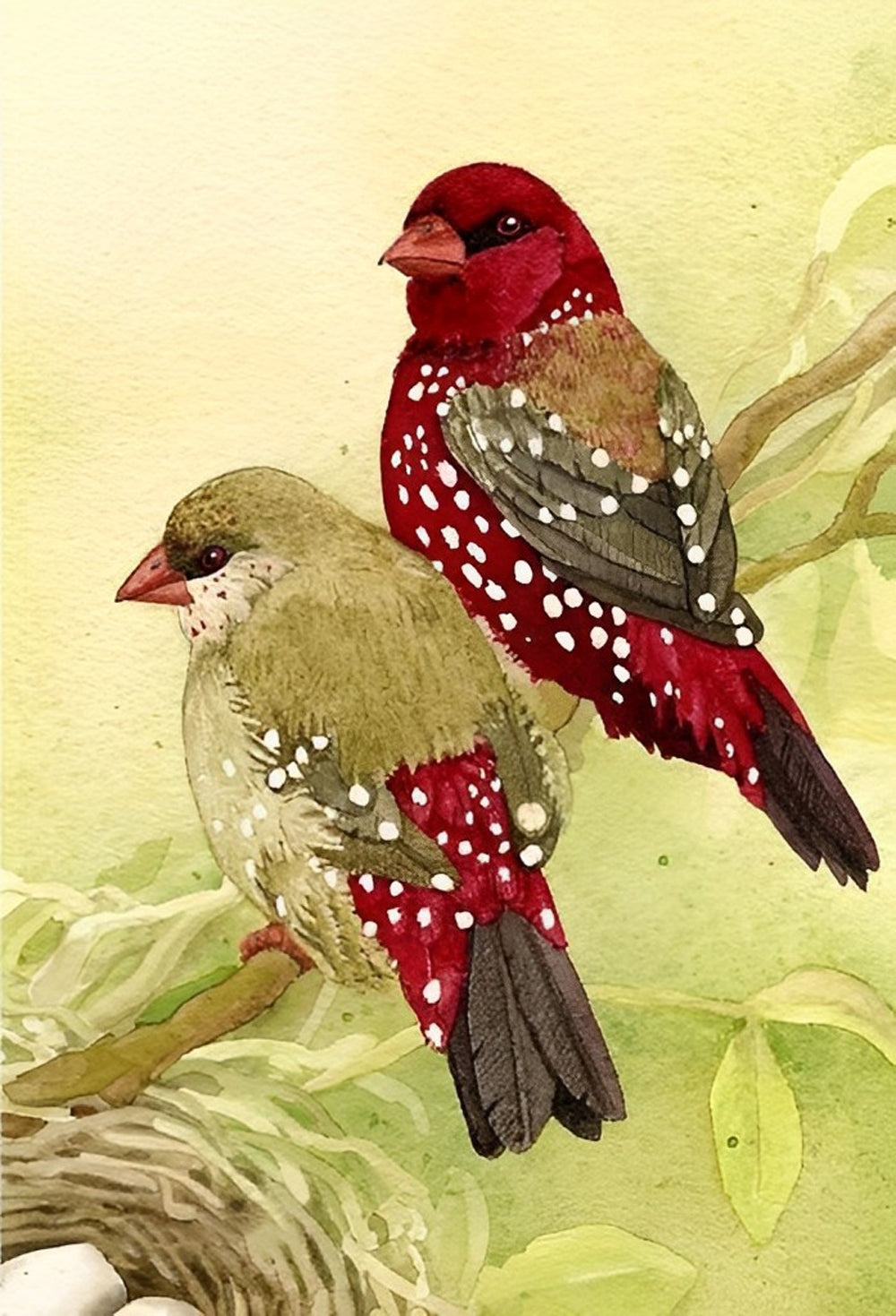Birds with White Spots Diamond Painting
