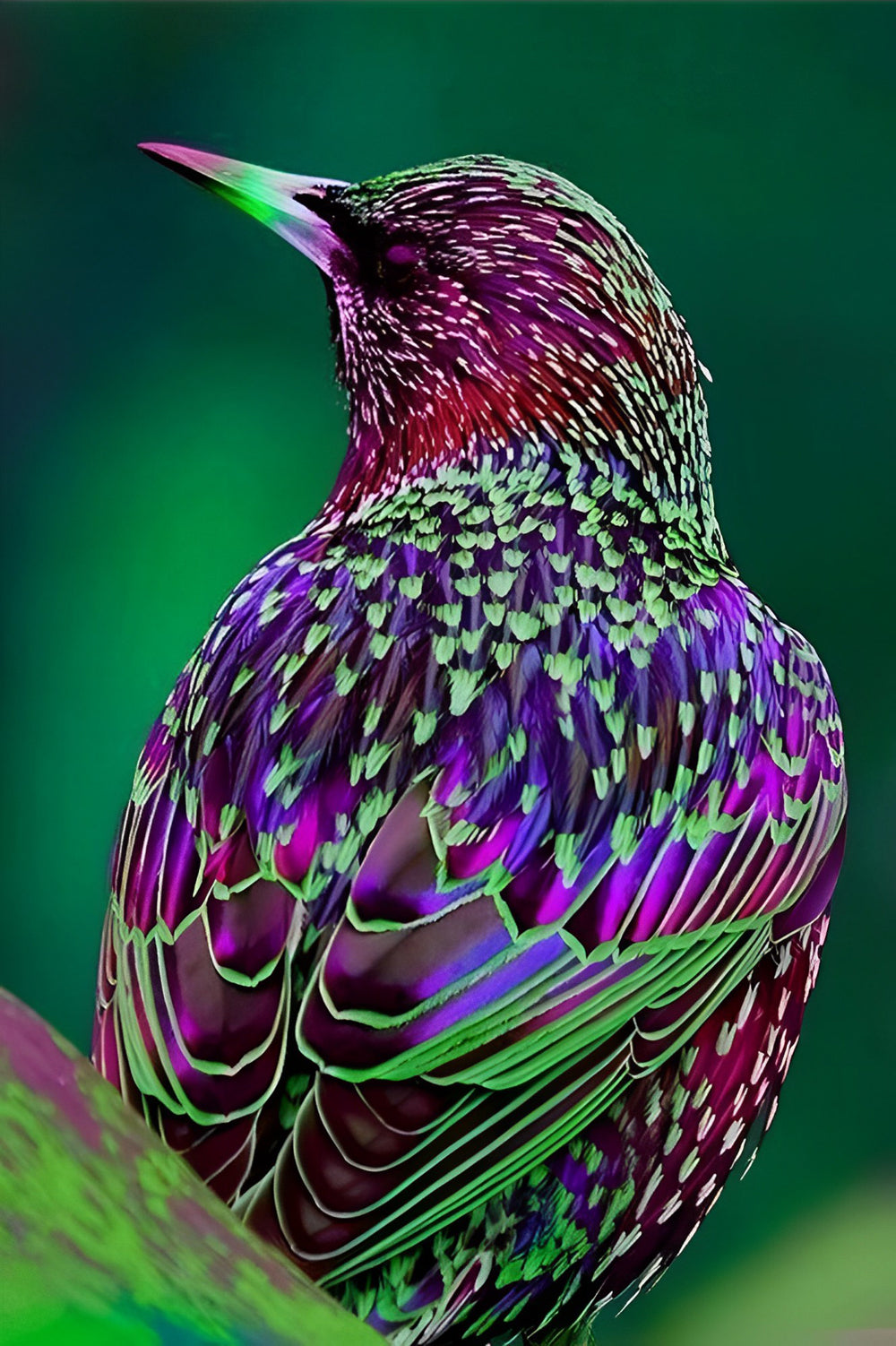 Purple Bird with Green Spots Diamond Painting