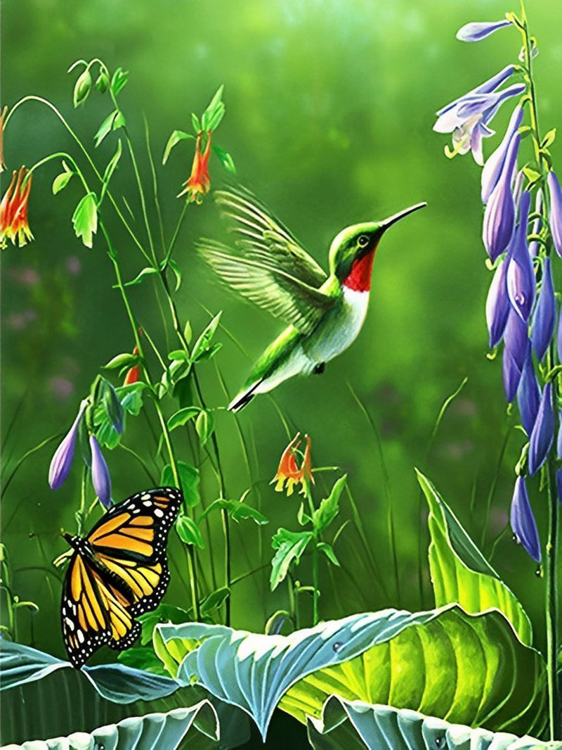 Hummingbird and Flying Butterfly 5D DIY Diamond Painting Kits