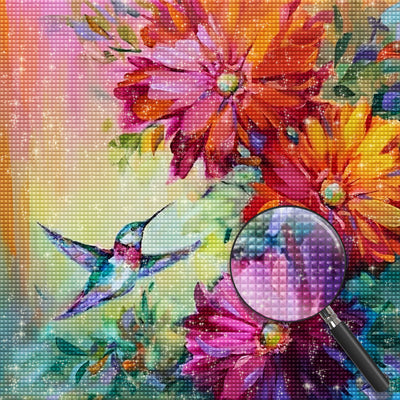 Hummingbirds and Red Daisies 5D DIY Diamond Painting Kits