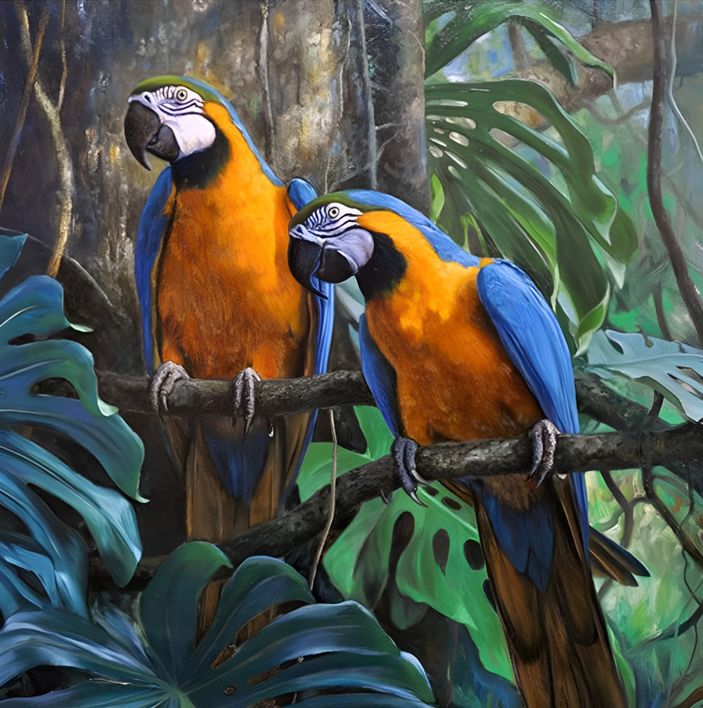 Curious Macaw Parrots Diamond Painting