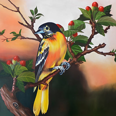 Yellow and Black Bird with Red Fruits 5D DIY Diamond Painting Kits