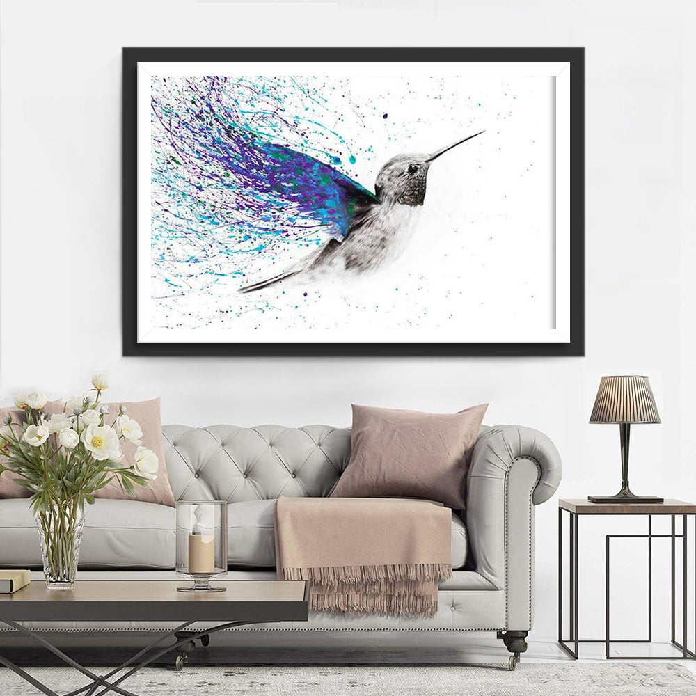 Hummingbirds with Purple and Blue Feathers Diamond Painting