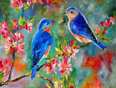 Two Blue Birds on the Branch 5D DIY Diamond Painting Kits