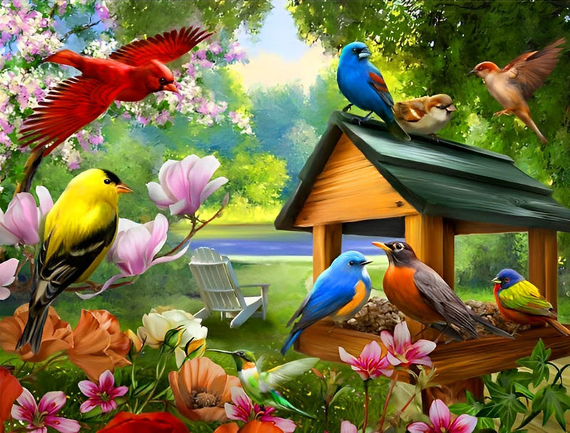 Colorful Spring Birds 5D DIY Diamond Painting Kits