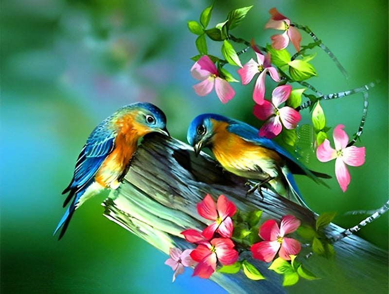 Blue and Red Birds on the Branch 5D DIY Diamond Painting Kits