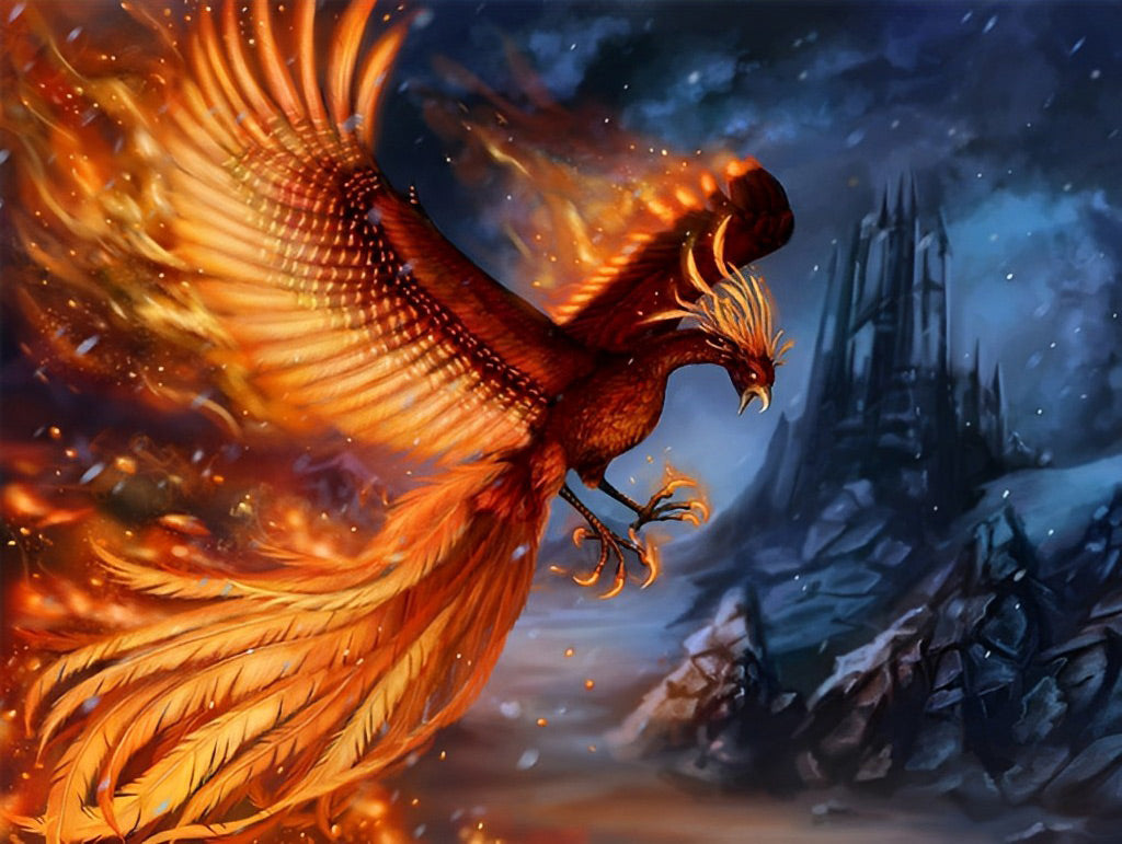 Fire Phoenix and the Castle Diamond Painting