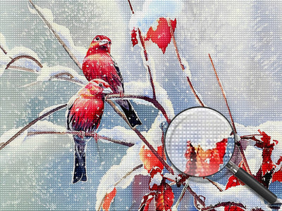 Black and Red Birds in the Snow 5D DIY Diamond Painting Kits