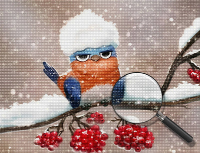 Cute Little Chickadee with Snow on Head 5D DIY Diamond Painting Kits