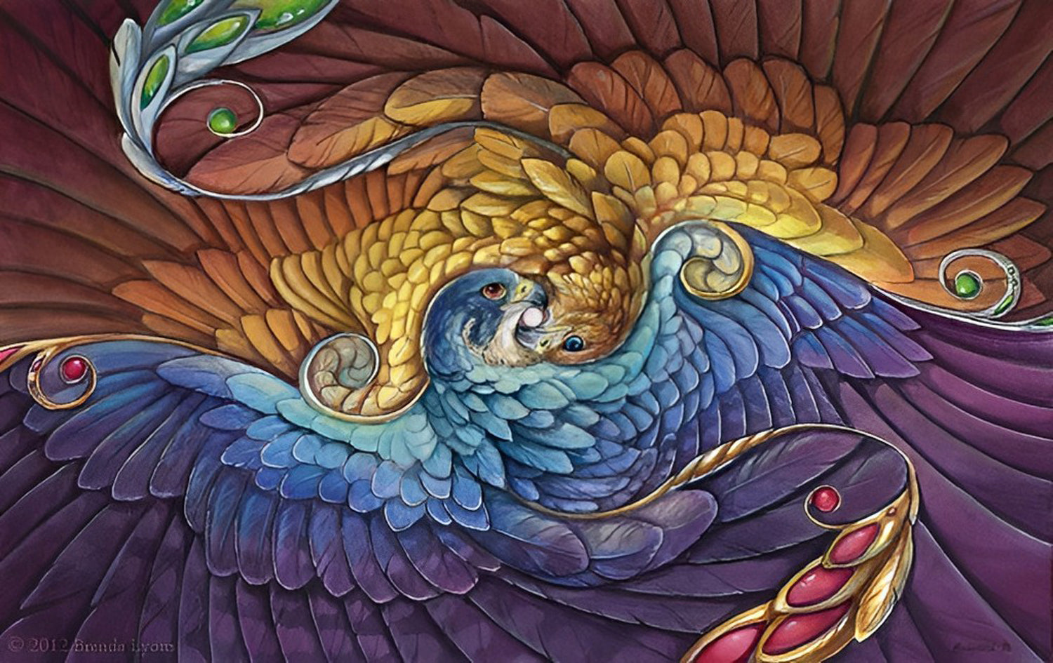 Blue Phoenix and Golden Phoenix Diamond Painting