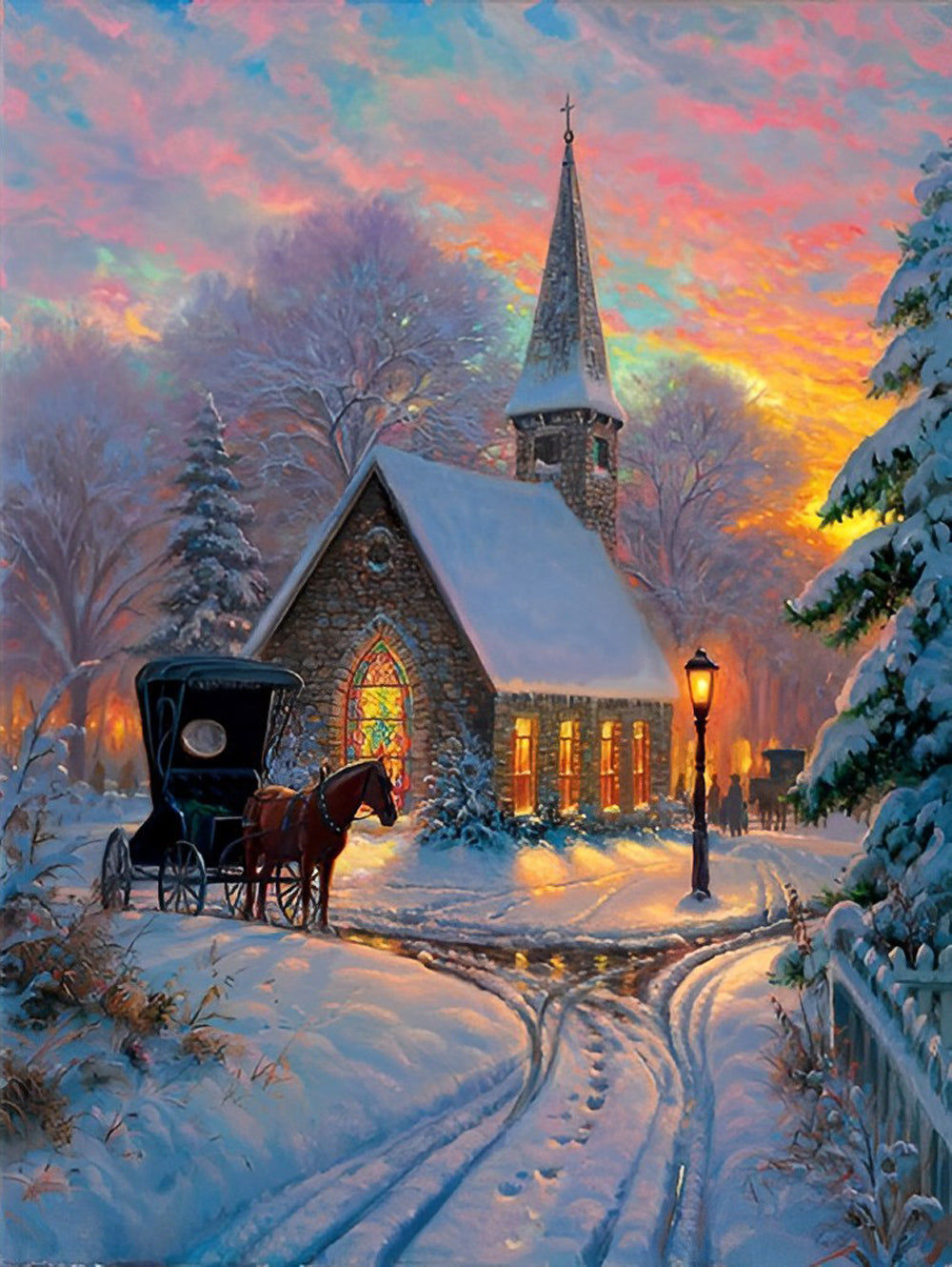Snowy Houses in Europe Diamond Painting