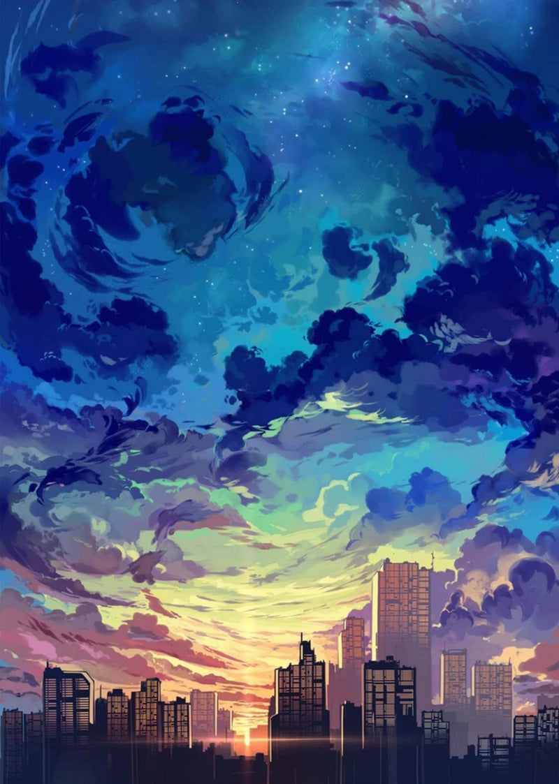 The City and the Curled Clouds Diamond Painting