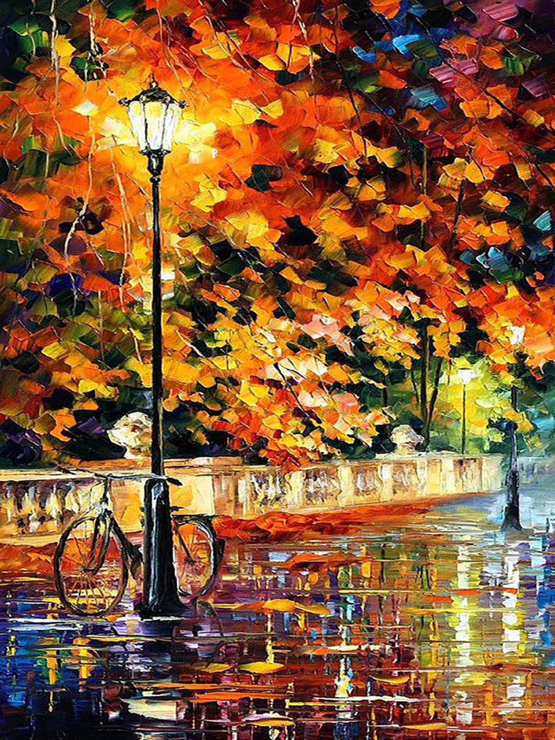 Urban night rain Diamond Painting