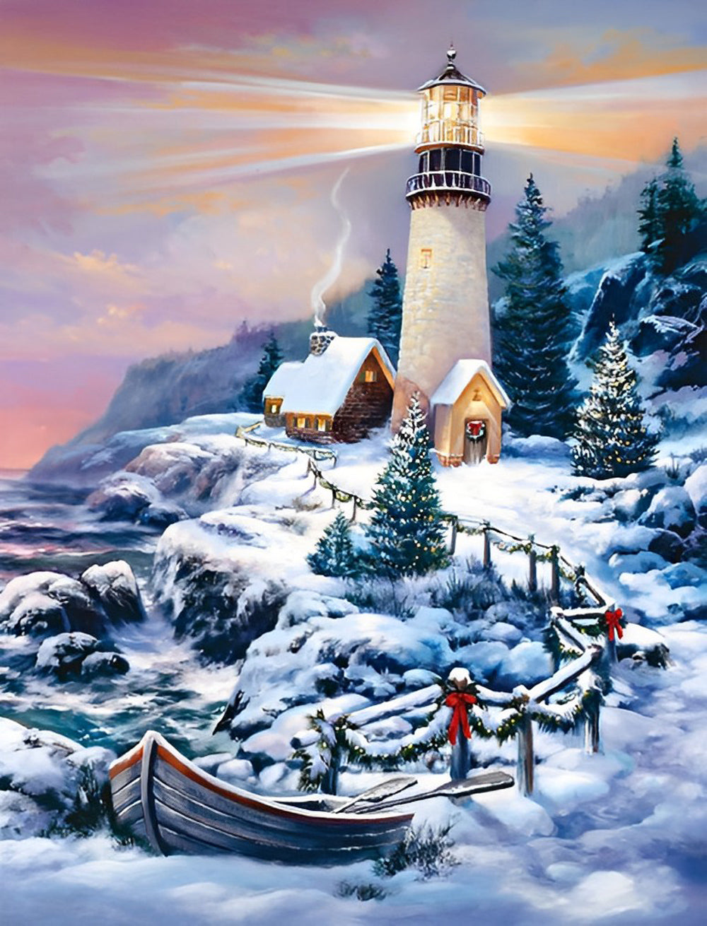 Lighthouse in the snow Diamond Painting