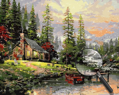 Cottage by the Stream Diamond Painting