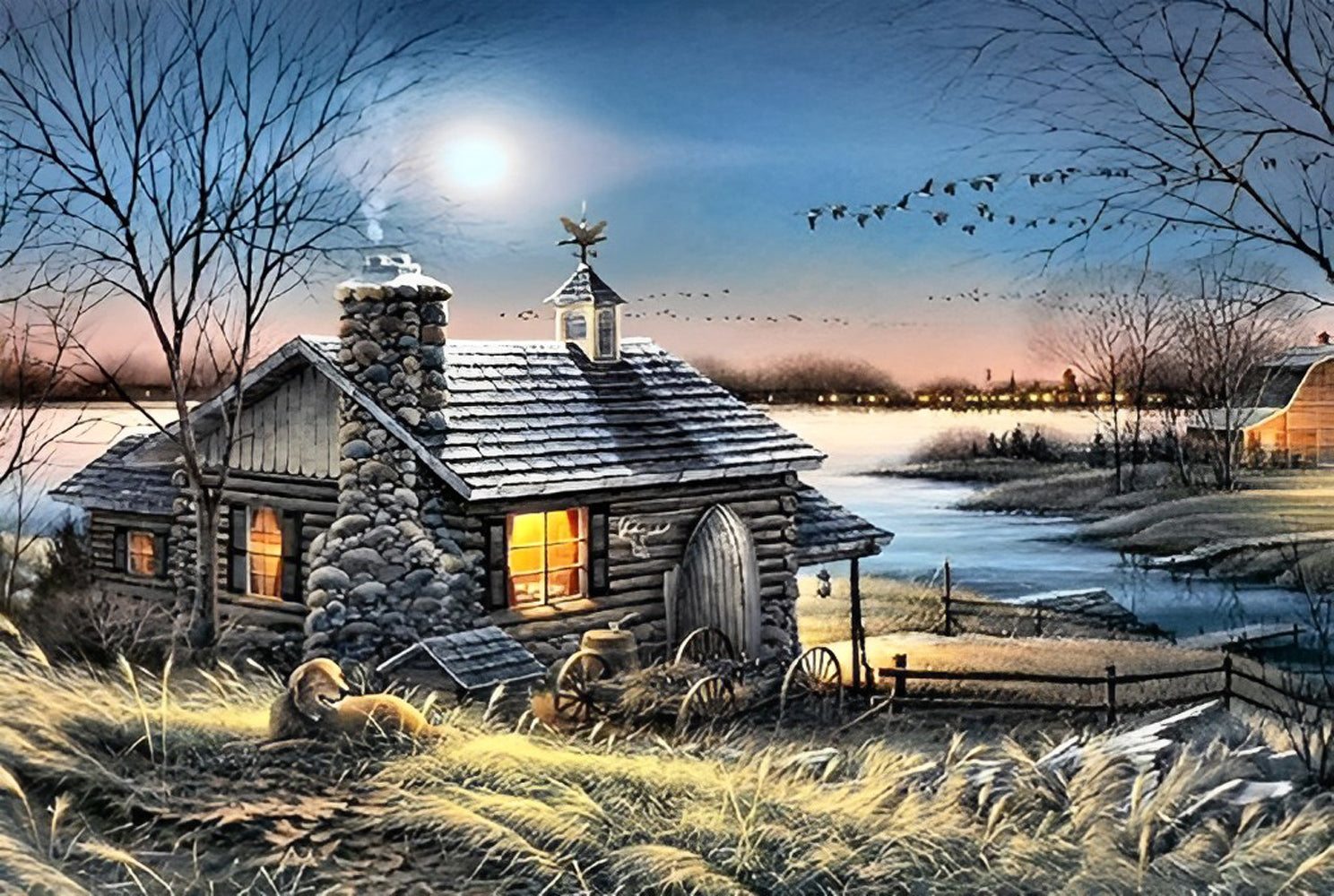Moonlight Lake House Diamond Painting