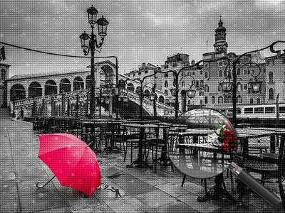 Red Umbrella in Paris Diamond Painting