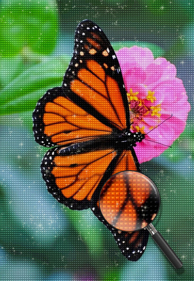 Orange Butterfly and Pink Flowers Flying 5D DIY Diamond Painting Kits
